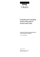 Evaluating and Managing Lucerne Seed Wasp in Lucerne Seed Crops